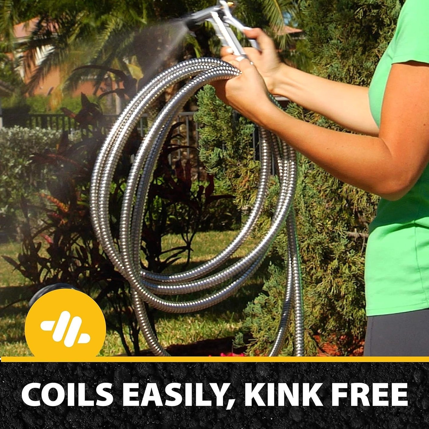 30 m trädgårdsslang, 304 metallvattenslang i rostfritt stål, 30 m flexibel slang, anti-snäll, ultralätt och hållbar, rivbeständig, lätt att linda upp, 500 PSI