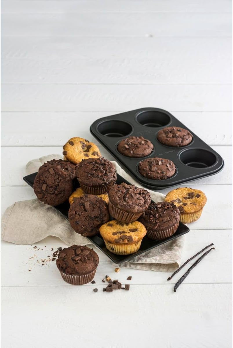 Zenker 6Er Muffinform Black Metallic, 275X190X30 Mm, Teflon Classic Antihaftbeschichtung, Hitzebeständig Bis 230°C, Leichte Reinigung, Ideal Für Köstliche Muffins Formar och bakplåtar Naty Shop
