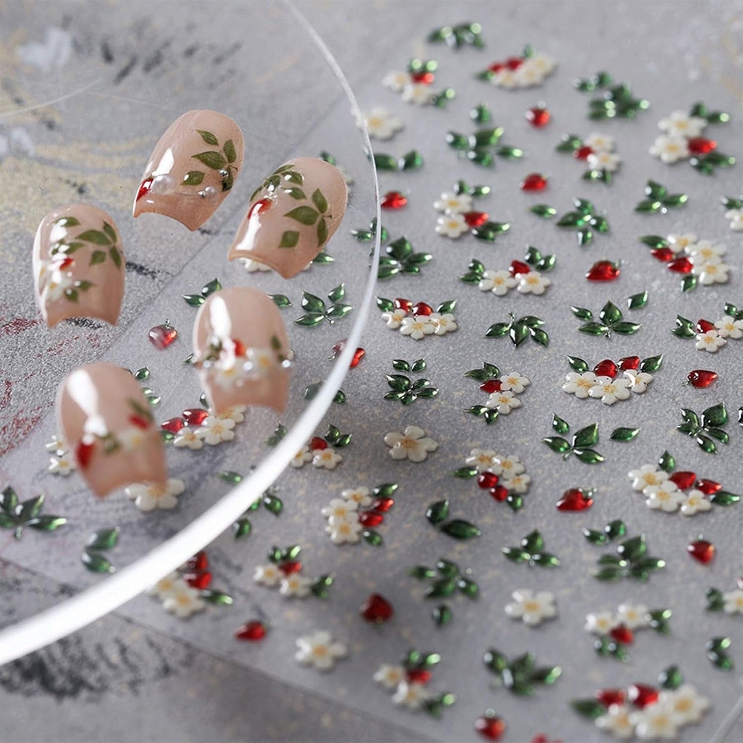 JMEOWIO 3D Nagelsticker Blume Nerdbeerenail Art Sticker Selbstklebend Nagelaufkleber 5D Stereoskopisk Dekoration Nageldesign Zubehör 1 Blatt
