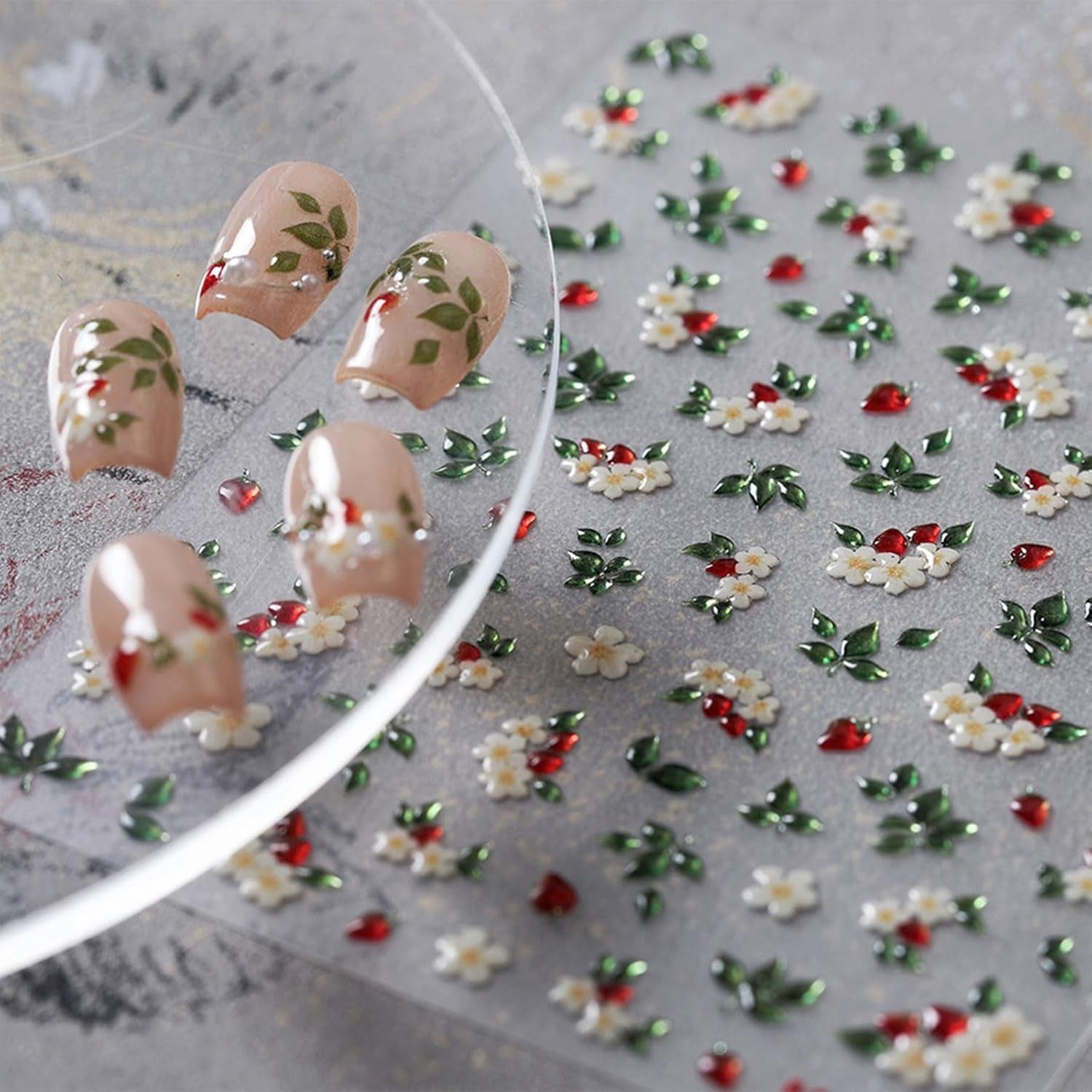 JMEOWIO 3D Nagelsticker Blume Nerdbeerenail Art Sticker Selbstklebend Nagelaufkleber 5D Stereoskopisk Dekoration Nageldesign Zubehör 1 Blatt