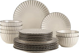 MÄSER 931967 Osita Retro Series 6-personers Wave servisset, 18-delade runda servisset, mattallrikar, desserttallrikar och flingskålar, keramik, krämvit