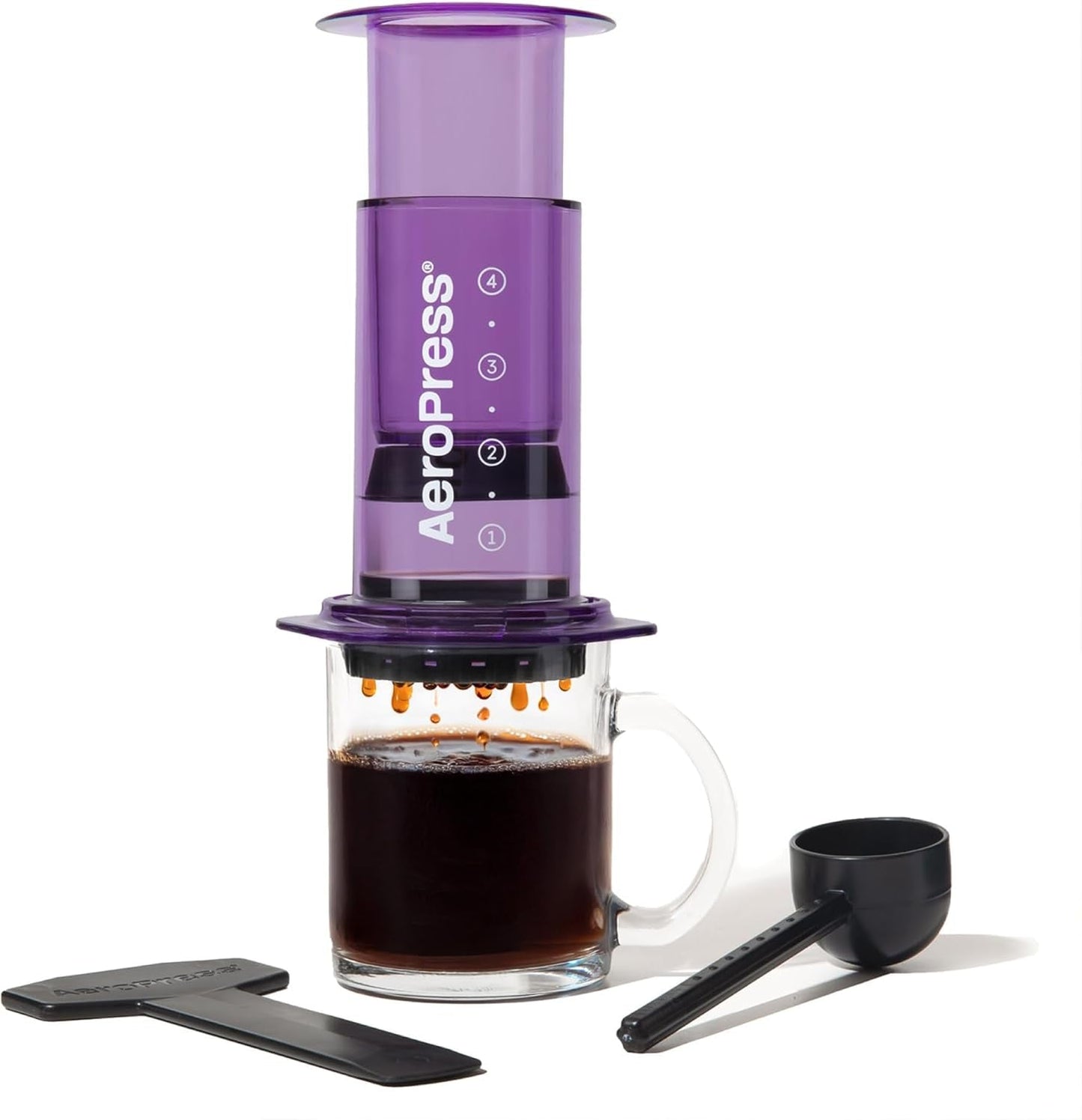 AeroPress original kaffe- och espressobryggare, bärbar kaffebryggare på baristanivå med kammare, kolv och filter, snabbkaffe- och espressobryggare