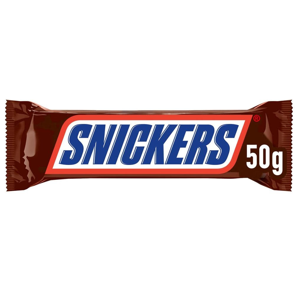Snickers Chocolate Bar Peanut Caramel 5 Bar Pack | Snack fotboll | (1 x 5 x 50 g)