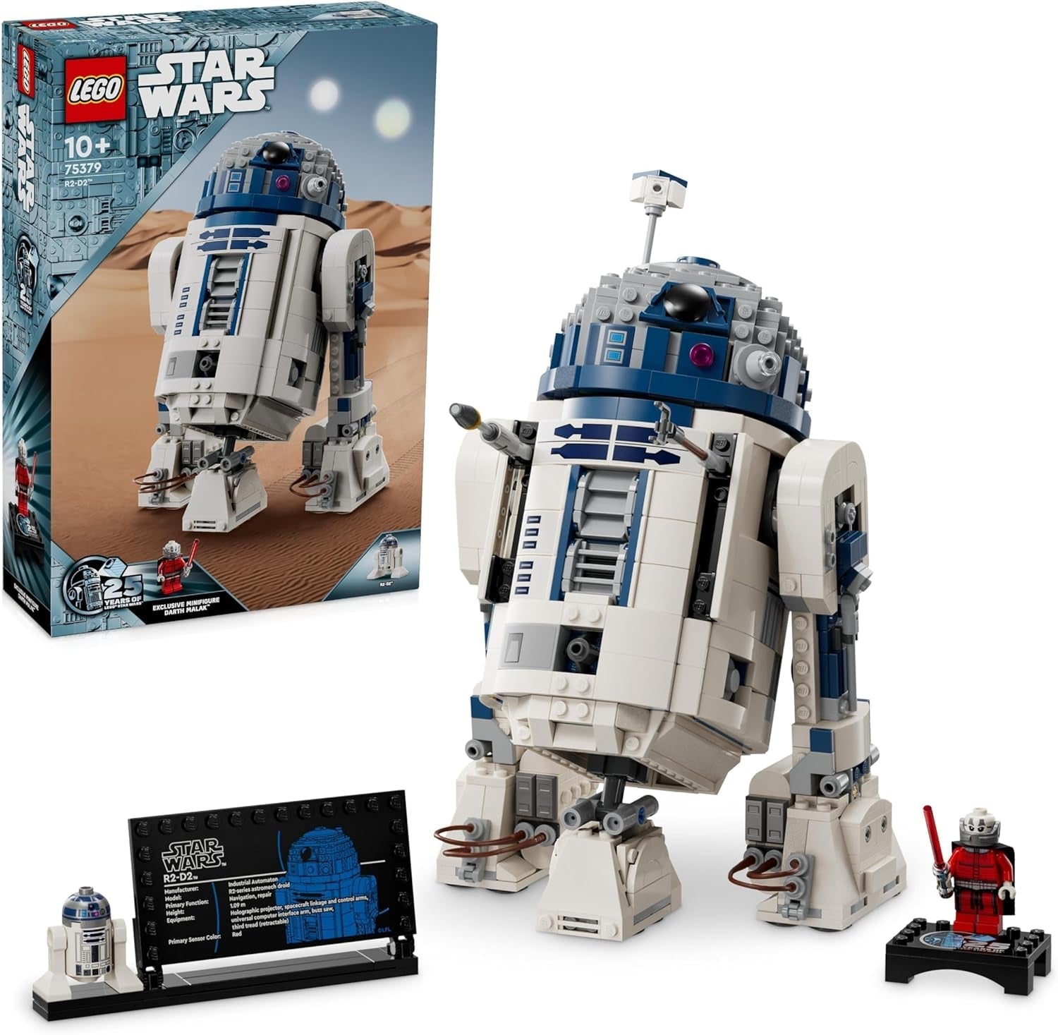LEGO Star Wars R2-D2 modellset för barn Pojkar Flickor Byggbar droidfigur med Darth Malek Minifigure 25-årsjubileum och dekorationstallrik Presentidé 75379 Byggset Besuche den LEGO-Store Singel