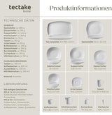 tectake® 12-personers servisset, 100-delat porslinsservis, inklusive 12 tallrikar, 12 desserttallrikar, 12 middagstallrikar, 12 koppar, 12 spannmålsskålar, salladsskål, mjölkkanna, sockerskål