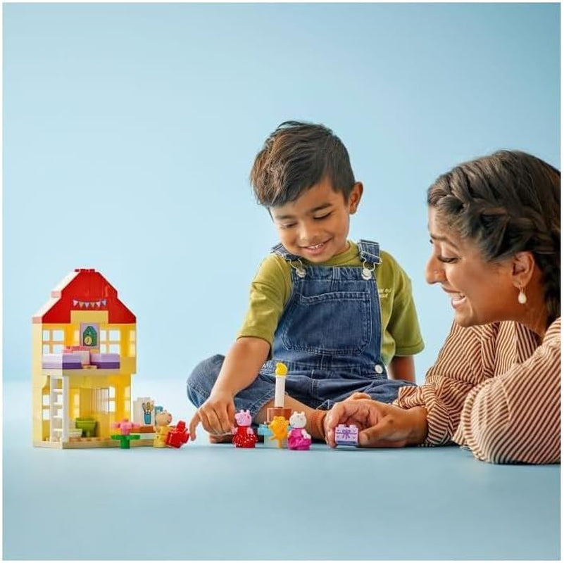 LEGO DUPLO Peppas födelsedagshus: Kreativ 3-siffrig leksak, bygg och bygg om leksakshus för 2-åringar, pojkar och flickor, främjar fingerfärdighet 10433 Byggset Besuche den LEGO-Store