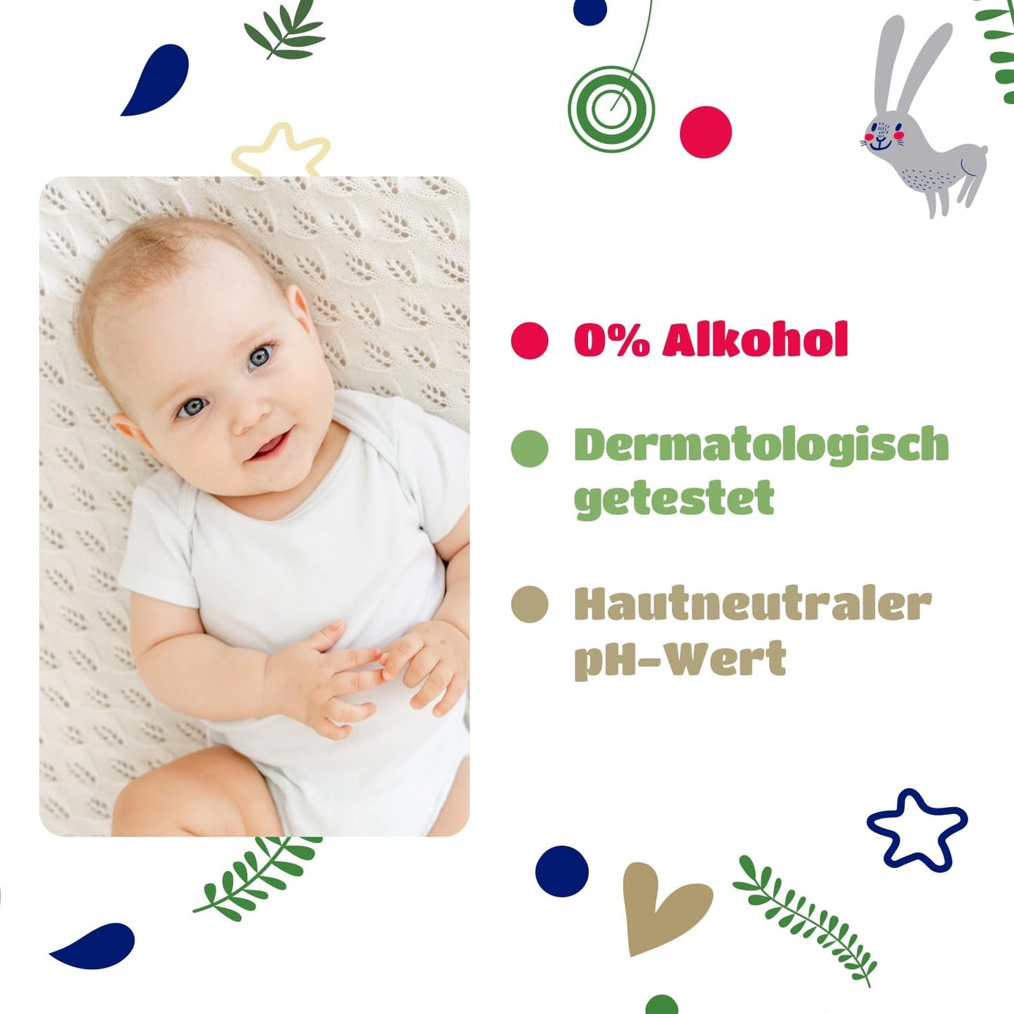 Kindii Natural Balance våtservetter för bebis – (1 x 60 st.) Våtservetter för bebisar och barn – Skyddande, Aloe Vera, Delikat doft – 60 st.