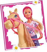 Simba 105730939 - Steffi Love Riding Tour, I riddräkt, Med 2 hästar, Helledad docka, Dress-up docka, 29cm, För barn från 3 år och uppåt Dolls Naty Shop