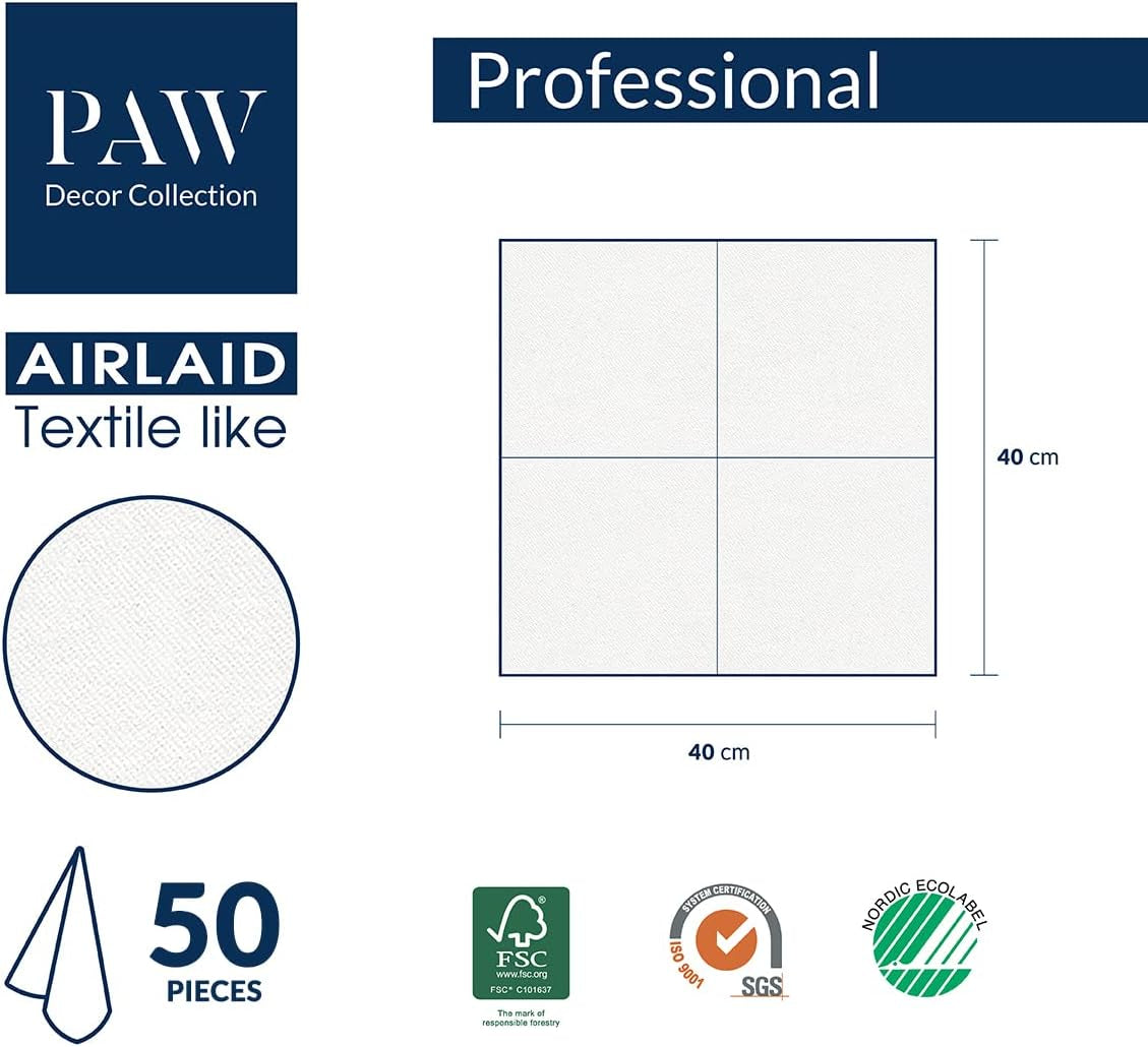 PAW - Airlaid servetter (40 X 40 Cm) I 50 stycken I Unicolor I Tygliknande I Elegant bordsdekoration I Horeca I För viktiga tillfällen som bröllop, fester, jul I Unicolor: Rosa