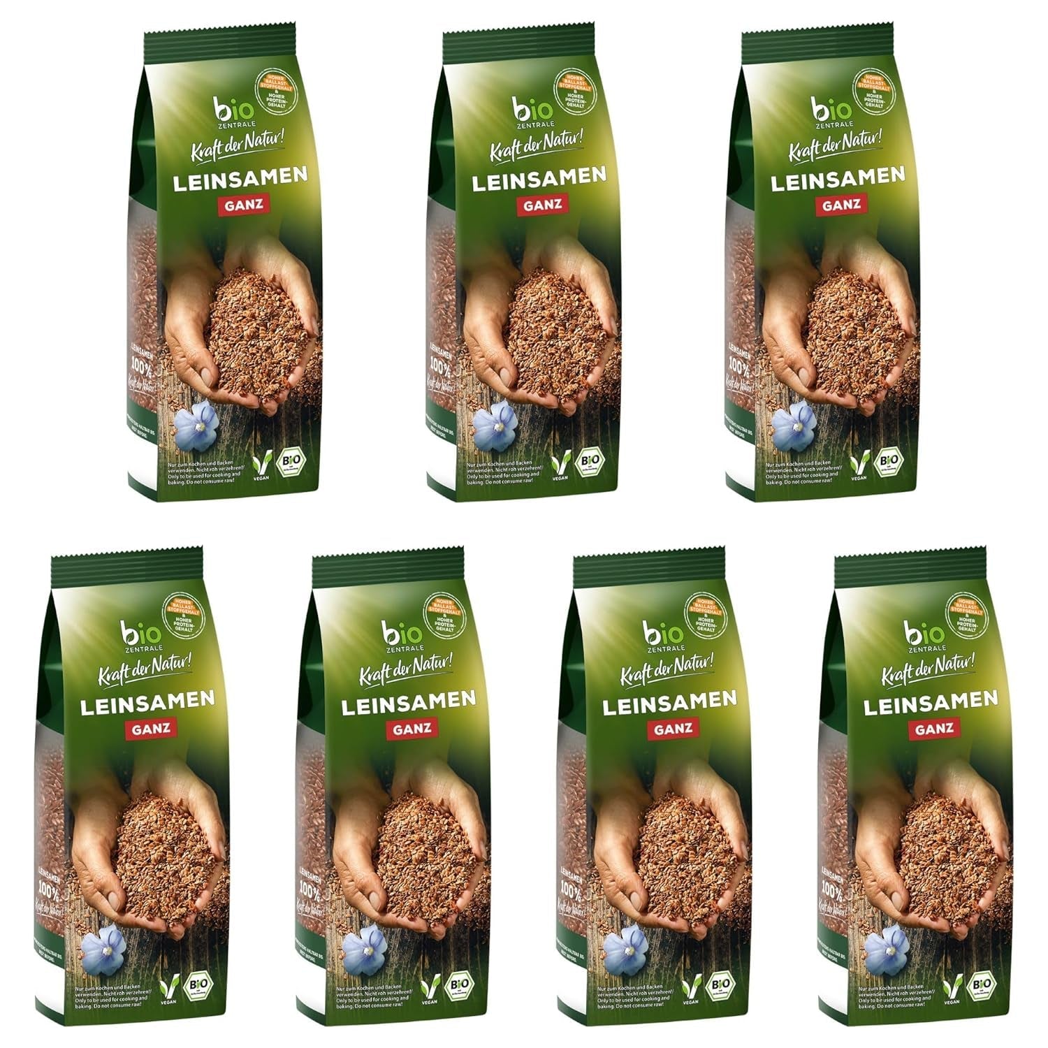 Biocentrala hela linfrön | 7 x 400g ekologiska linfrön | Idealisk för yoghurt, müsli och bröd | Alternativ till psyllium, hampafrön och chiafrön