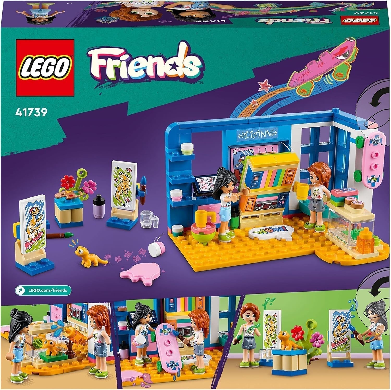 LEGO 41739 Friends Lianns rum, konsttema minileksak, liten samlingspresent med Liann, höst- och husdjursminidockor 2023-serien Byggset Besuche den LEGO-Store