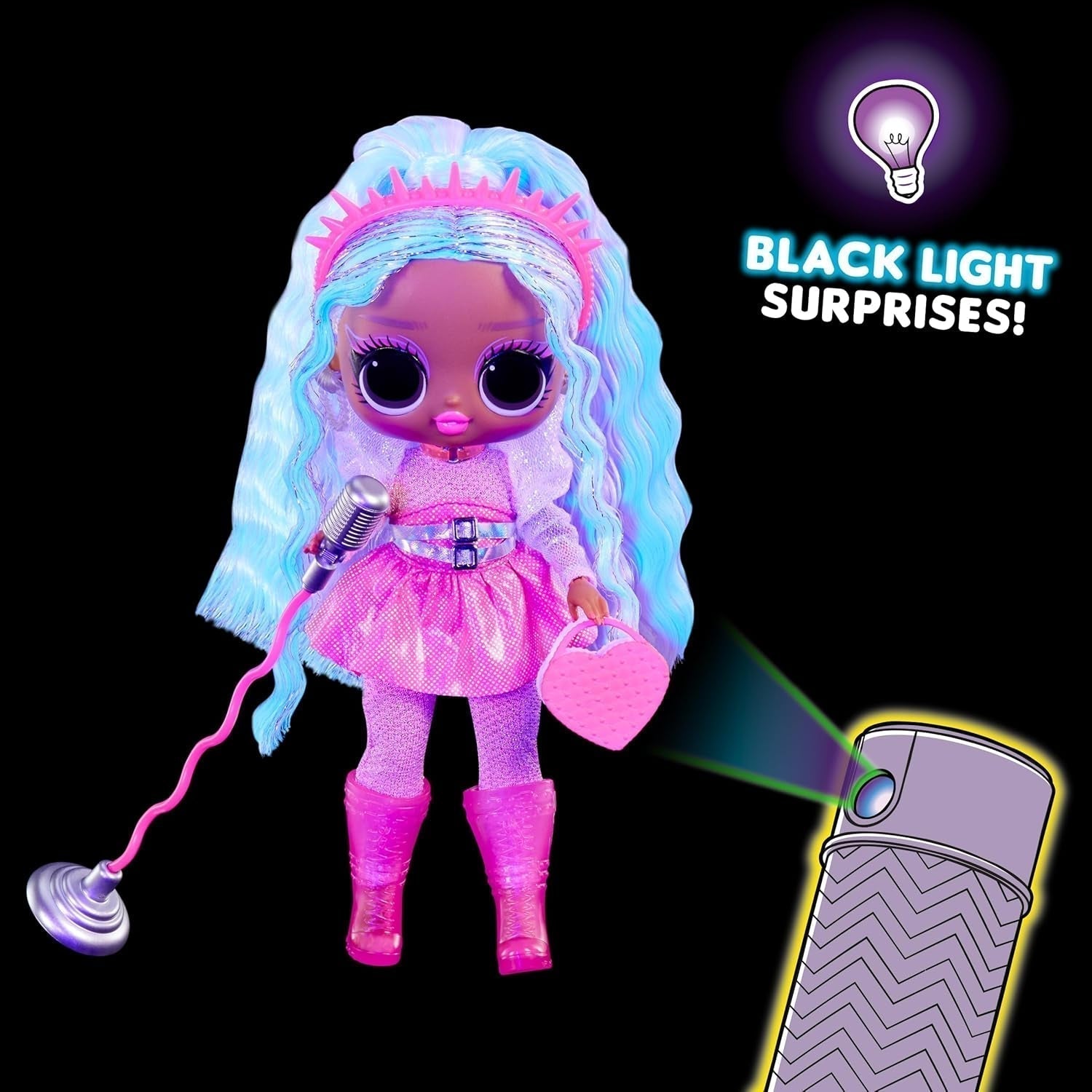 L.O.L. Överraskning! Tweens Neon Pop Stars - Kitty K - 1 modedocka med bakgrundsbelysta överraskningar och 10+ Pop Star-kläder och tillbehör, inklusive retromikroband, present till barn 4+ Naty Shop Dolls