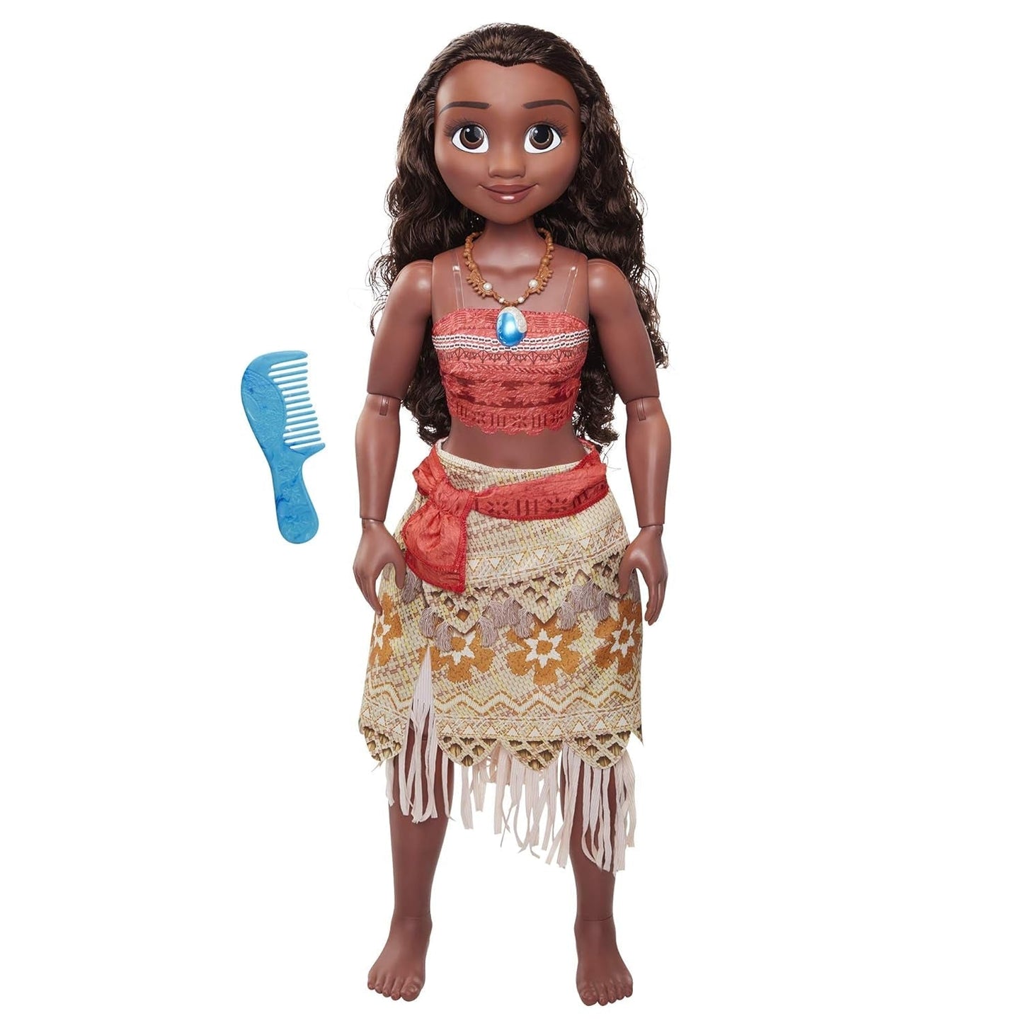 Disney Princess Moana 80cm Spela Doll av Jakks Pacific Movable Doll med borste för att kamma hennes vågiga lockar Filminspirerad klänning Löstagbart hänge Halsband Naty Shop Dolls Standardtitel