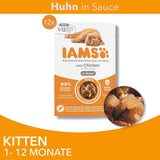 IAMS Delights Kitten Nassfutter - Multipack Katzenfutter med Hunn i sås, högkvalitativ Futter für Junior Kätzchen av 1-12 Monate, 12 x 85 g