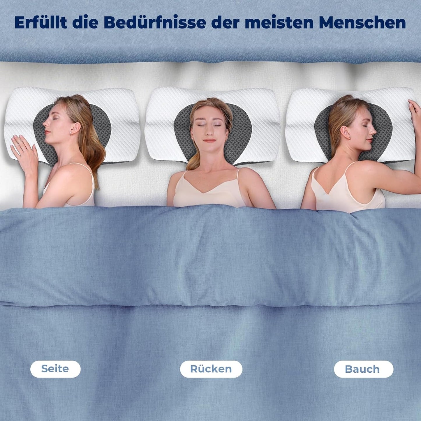 SAHEYER ortopedisk kudde nackstöd kudde huvudkudde, ergonomisk nackkudde sidosovskudde 60 X 40 X 13/11 cm memory foam kudde för sidosleeper, rygg och mage Cervikala ortopediska kuddar Naty Shop