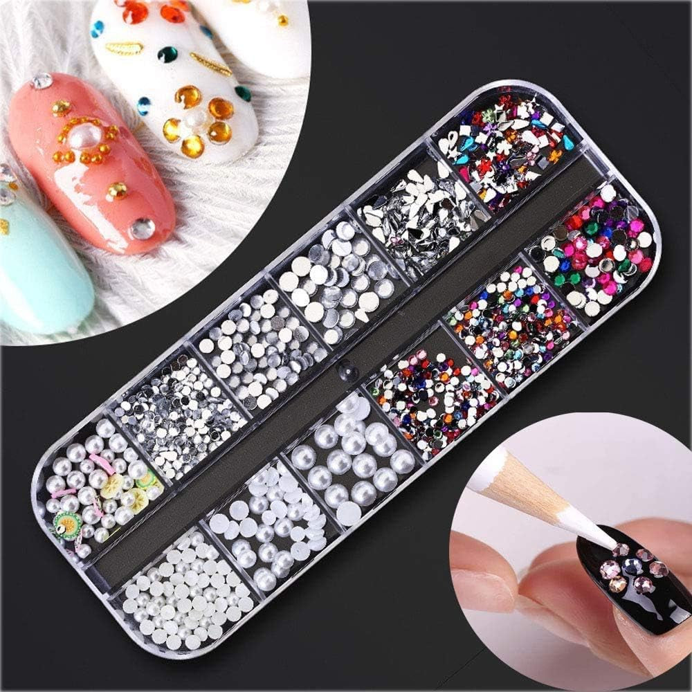 Kalolary torkade blommor för naglar Fjärils paljetter Nagellack Folie Nagelklistermärken Pincett Nagelstenar Nagel Strass Penna för 3D Nageldesign Gör-det-själv-dekorationer