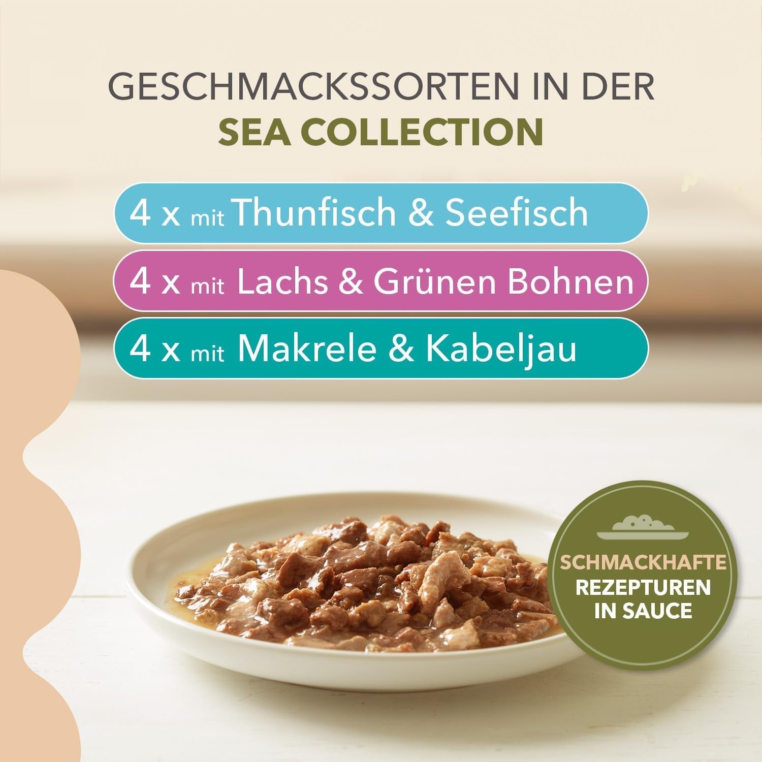 IAMS Delights Sea Collection Spannmålsfritt våtmat för katter - Multipack med olika fisk i sås, spannmålsfritt våtfoder för katter från 1 år, 12 x 85g