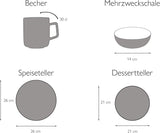 CreaTable, 22506, COSY DAY-serien, 16-delat servisset för 4, kombinerad porslinsservice, diskmaskin och mikrovågssäker, kvalitetstillverkning