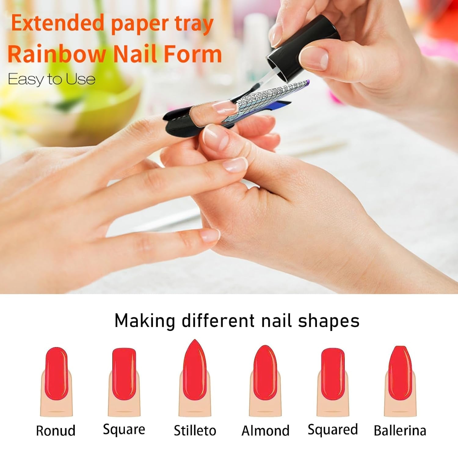 100 st Nail Art-mallar Modelleringsmallar Självhäftande med 4 ark genomskinliga nagelkuddar och 3 nagelfiler Gel Nagelförlängningstillbehör för konstgjorda naglar