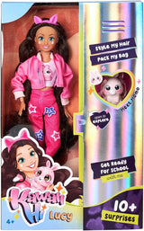Simba 105953975 - Kawaii Hi Dress-Up Lucy Doll (26cm) - Ledad frisörmodedocka, långhårig kanindocka och tillbehörsleksak för 4 år och uppåt