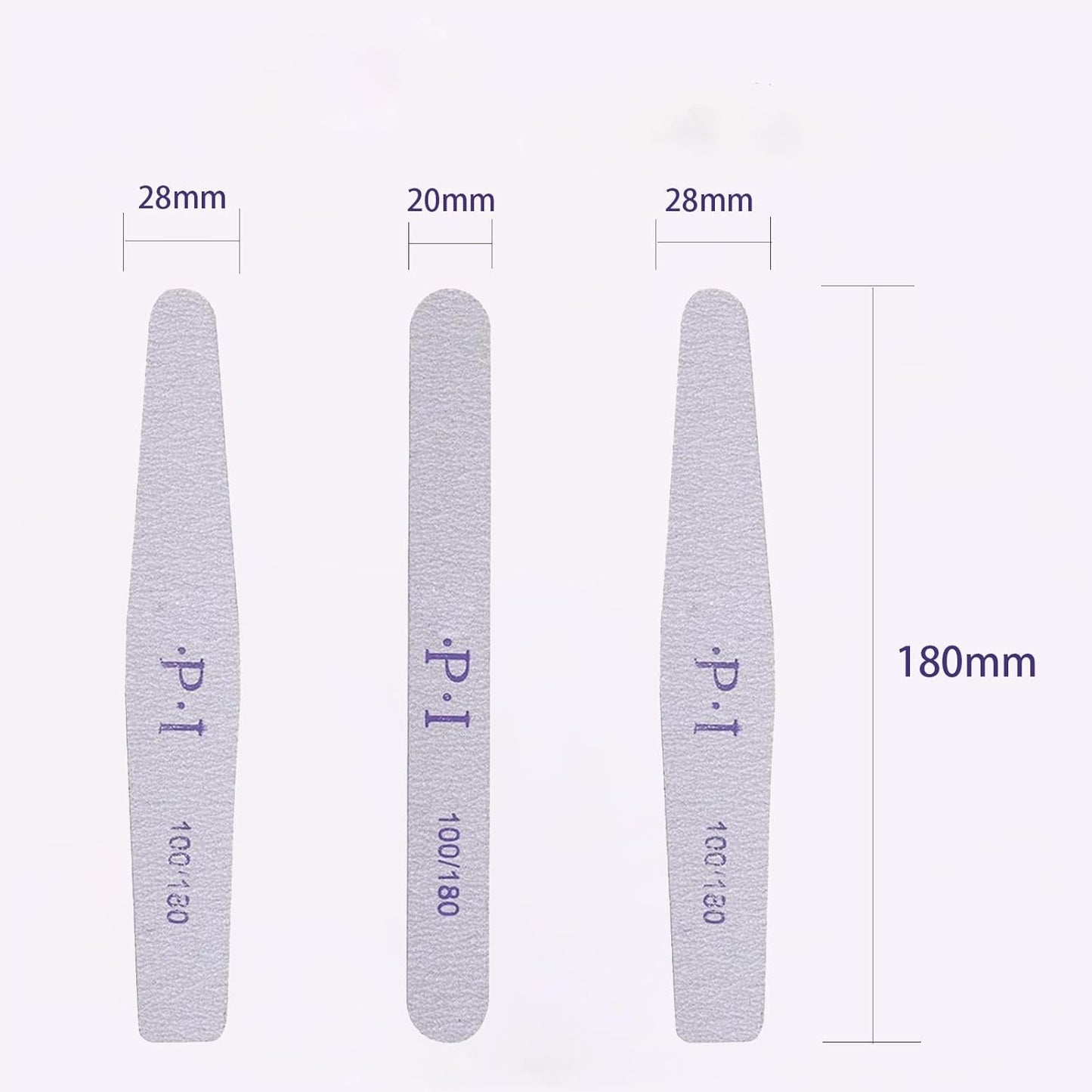 3 st nagelfilsset, nagelfilar för gelnaglar, slitstarka och tvättbara gelnageltillbehör, professionell nagelfil 100/180 med 3 former, vit