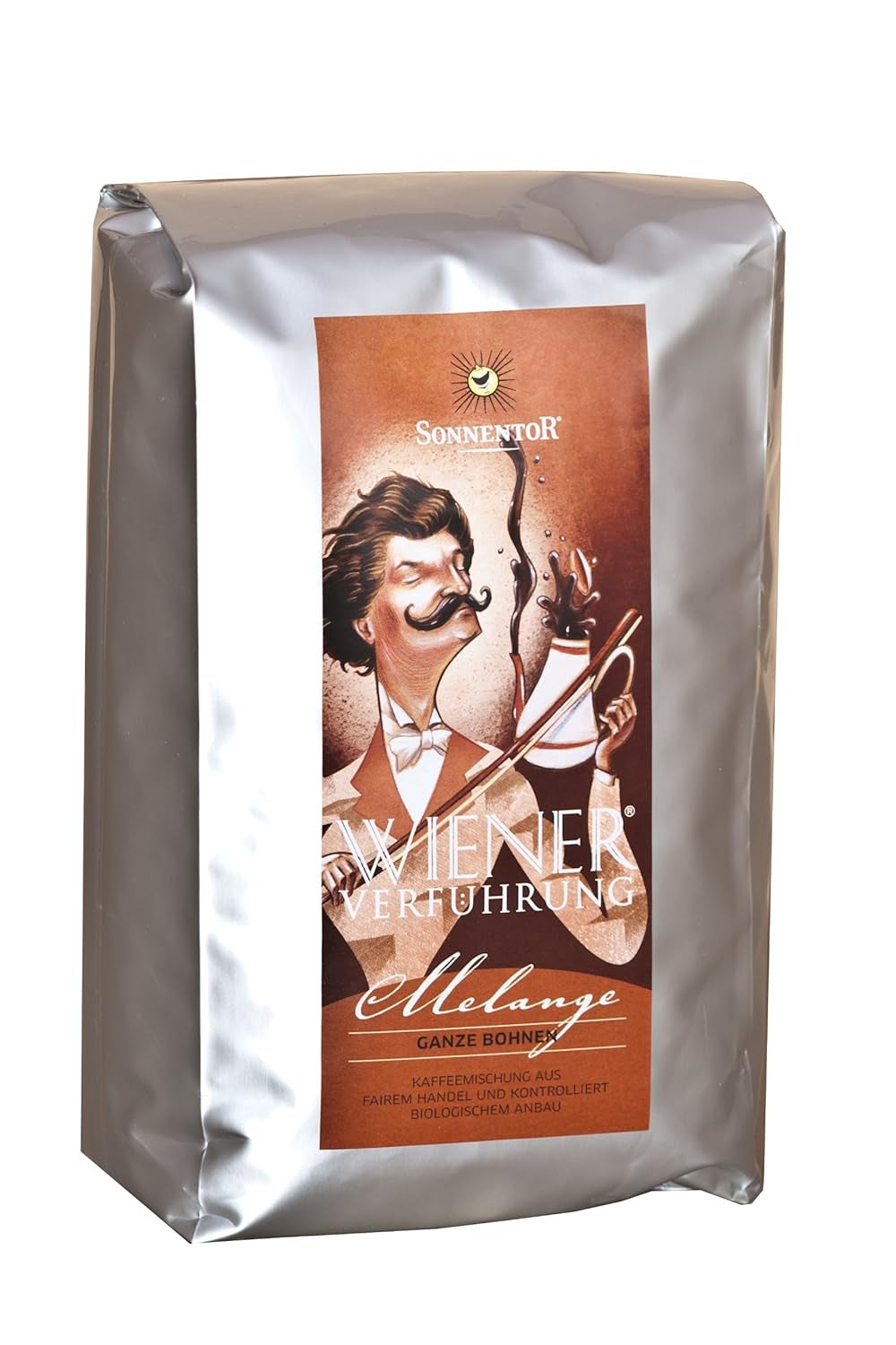 Blandning av hela Viennese Seduction kaffebönor, 1 förpackning (1 x 1 kg) - Ekologisk