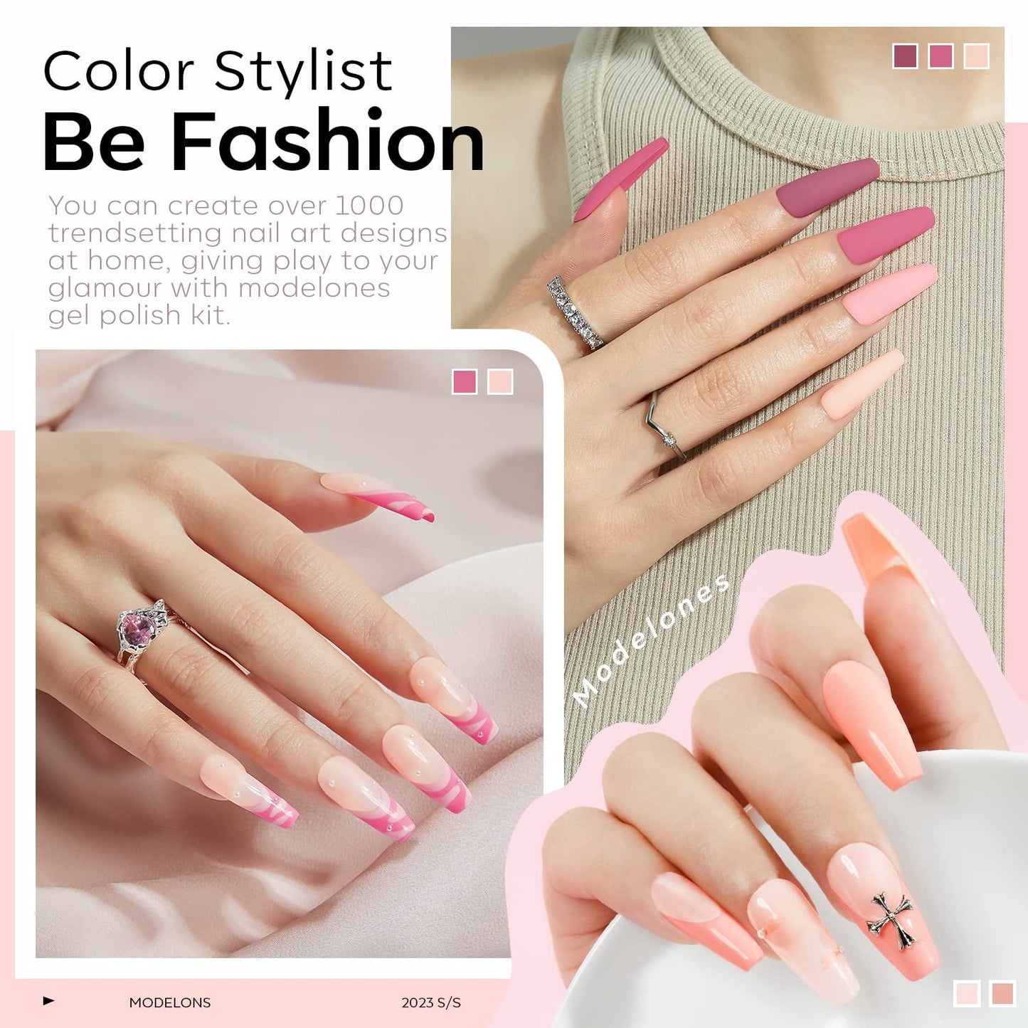 Modelones 35st Gel Nagellack Set, UV Nagellack Set med 48W lampa, Naken Brun Vit Rosa Gel Nagellack Set, UV Gel Nagellack Set med Top Coat Base Nagelstudio Set