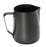 APS 10334 Mjölkkanna - Högkvalitativ mjölkkanna med non-stick beläggning, gjord av rostfritt stål - Perfekt för att skumma mjölk. Universalmugg, svart, 350 ml.