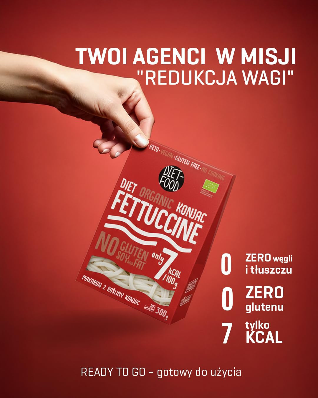 Fettuccine Konjac Nudlar Bio Shirataki Diet-Food - 300 g, lågkolhydrat, sockerfri, keto, vegan, lågkalori, glutenfri och äggfri, gjord av konjacmjöl