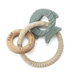 reer BiteDuo | Baby Silicone Wood Teether | Tandsjukdomar | Motoriserad leksak