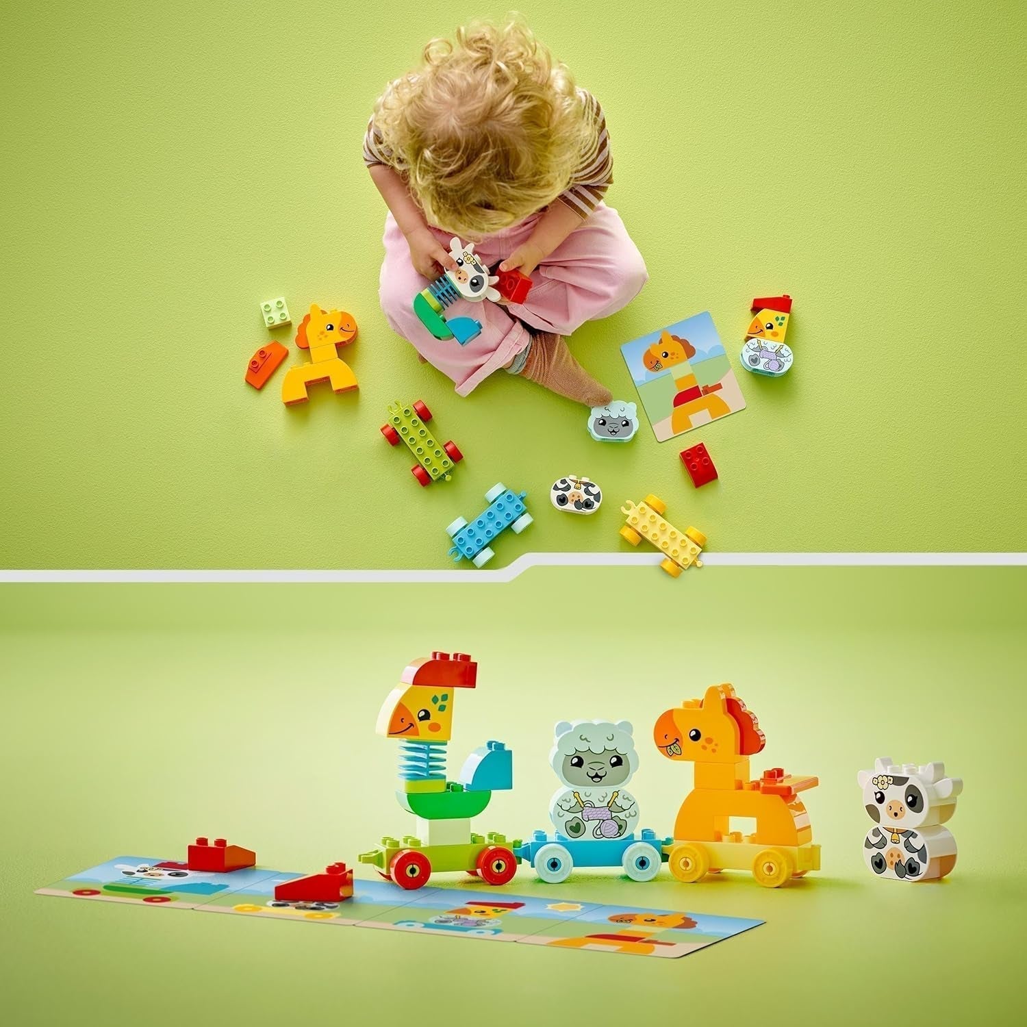 LEGO DUPLO djurtåg, leksakståg med hjul, kreativt byggande och återuppbyggande av djurfigurer, pedagogisk leksak för småbarn, födelsedagspresent för djurälskare Flickor och pojkar 1½ år gamla 10412 Byggset Besuche den LEGO-Store