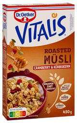 Dr. Oetker Vitalis rostad müsli med tranbär och pumpafrön: rostad müsli med torkade tranbär, 8 st (8 x 501 g)
