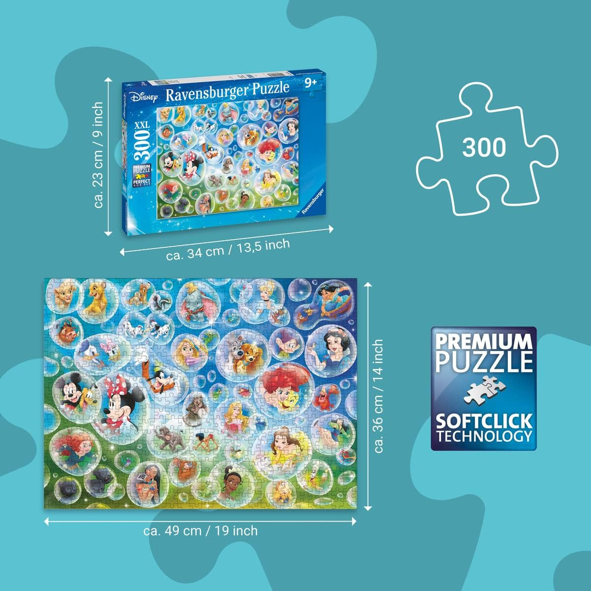 Ravensburger Puzzle 80536 - Disney Soap Bubbles, 300 bitar pussel för Disney-fans i åldern 9+ Puzzle Naty Shop