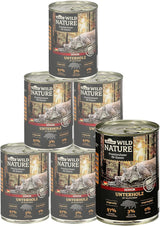 Dehner Wild Nature Katzenfutter Unterholz, Nassfutter getreidefrei / zuckerfrei, für ältere Katzen, Wildschwein, 6 x 400 g Dos, (2,4 kg)