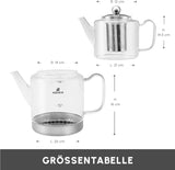 Karaca Dora Borosilikatglas vattenkokare med rostfritt stål teinfuser, 2L vattenkokare och 1L glasvattenkokare med infuser, turkisk vattenkokare, Caydanlik, turkisk örttebryggare, löst te, XL