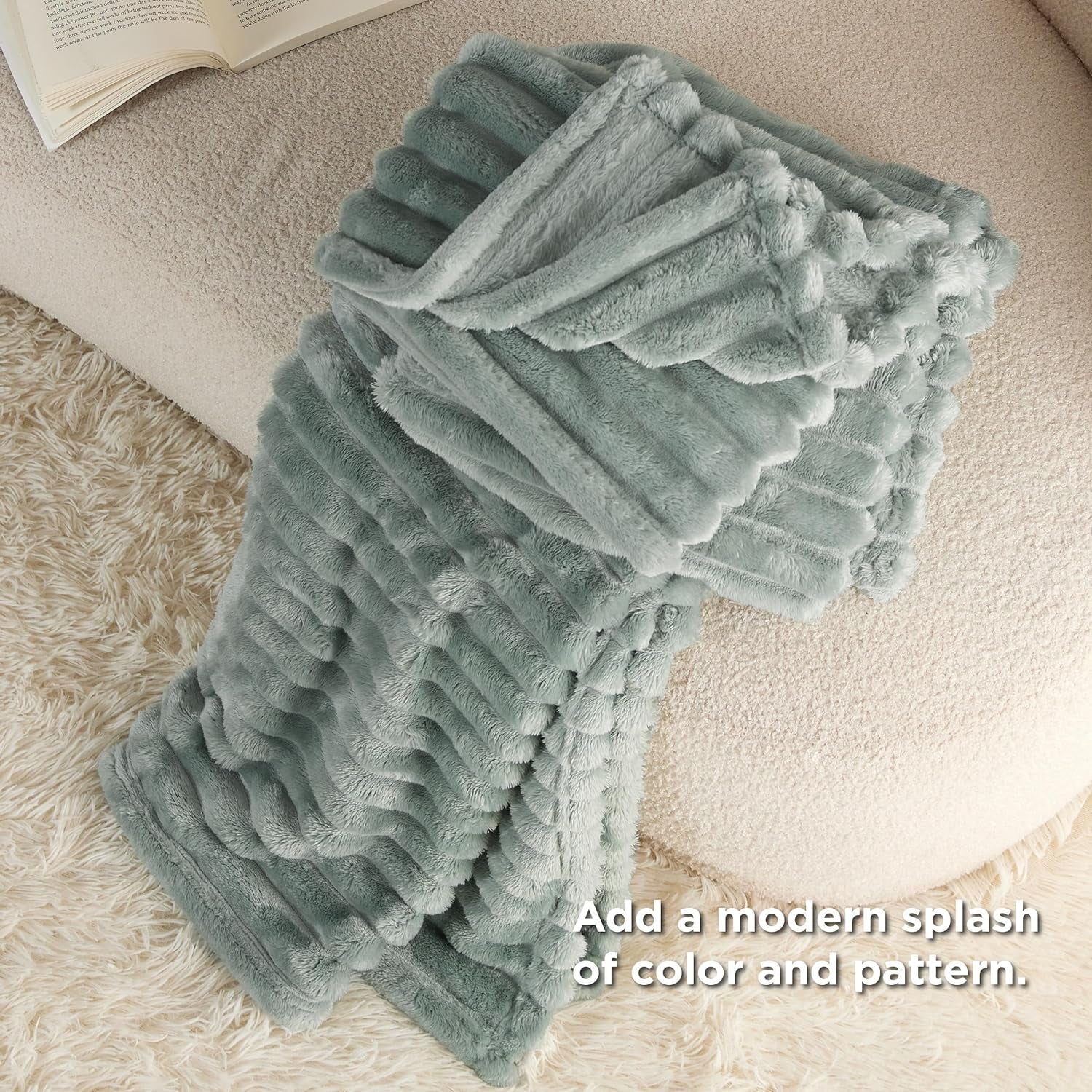 BEDSURE Sage grön fleece filt för soffa - Supermjuka mysiga filtar för kvinnor, söt liten filt för tjejer, 127 X 152 Cm sängar och filtar Beuche den BEDSURE-Store