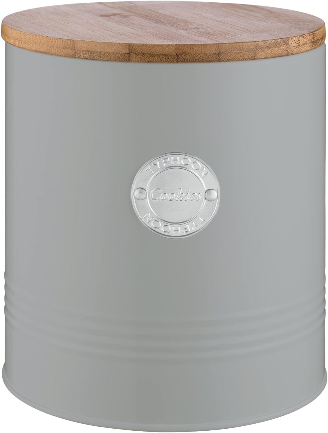 LIVING kollektion, kexburk med lock | pastellgrå | 3,4L förvaringsbox för kakor | kakburk i stål med lock | Bambu lufttäta förvaringsburkar med lock Matförvaringslådor Naty Shop Standardtitel