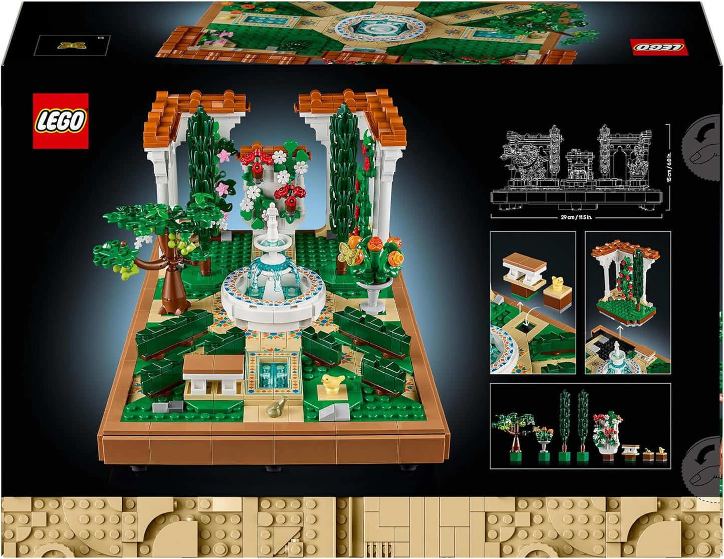 LEGO Icons Fountain Garden - Byggsats i miniatyr för vuxna med löv, cypresser, träd, vinstockar, blommor - Kreativ födelsedagspresent, inflyttningspresent för kvinnor, män - 10359 Byggset Beuche den LEGO-Store