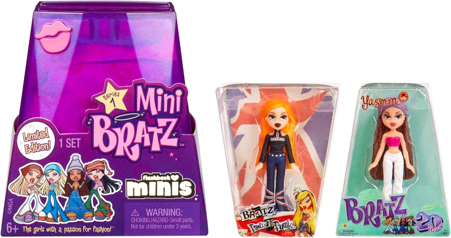 Bratz Miniverse MGA:s Y2K Nostalgia Flashback Minis Limited Edition Dolls - SURPRISE PACK - 2 Bratz Mini Dolls and Display Case - Fantastisk present till barn och samlare 6+