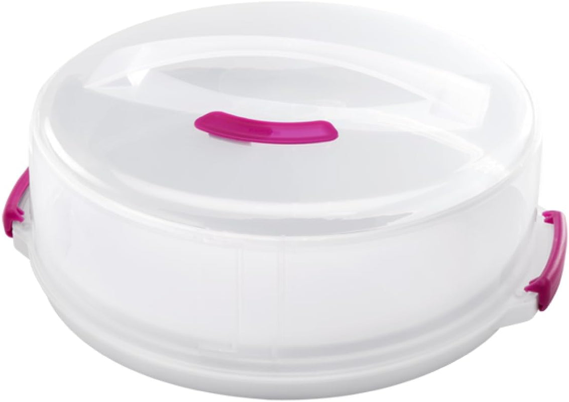 Metaltex tårtbehållare, justerbar i höjdled, polypropen, vit/transparent, ⌀ 30 cm, höjdjusterbar 8 och 15 cm Naty Shop matförvaringslådor 30 X 30 X 15 Cm