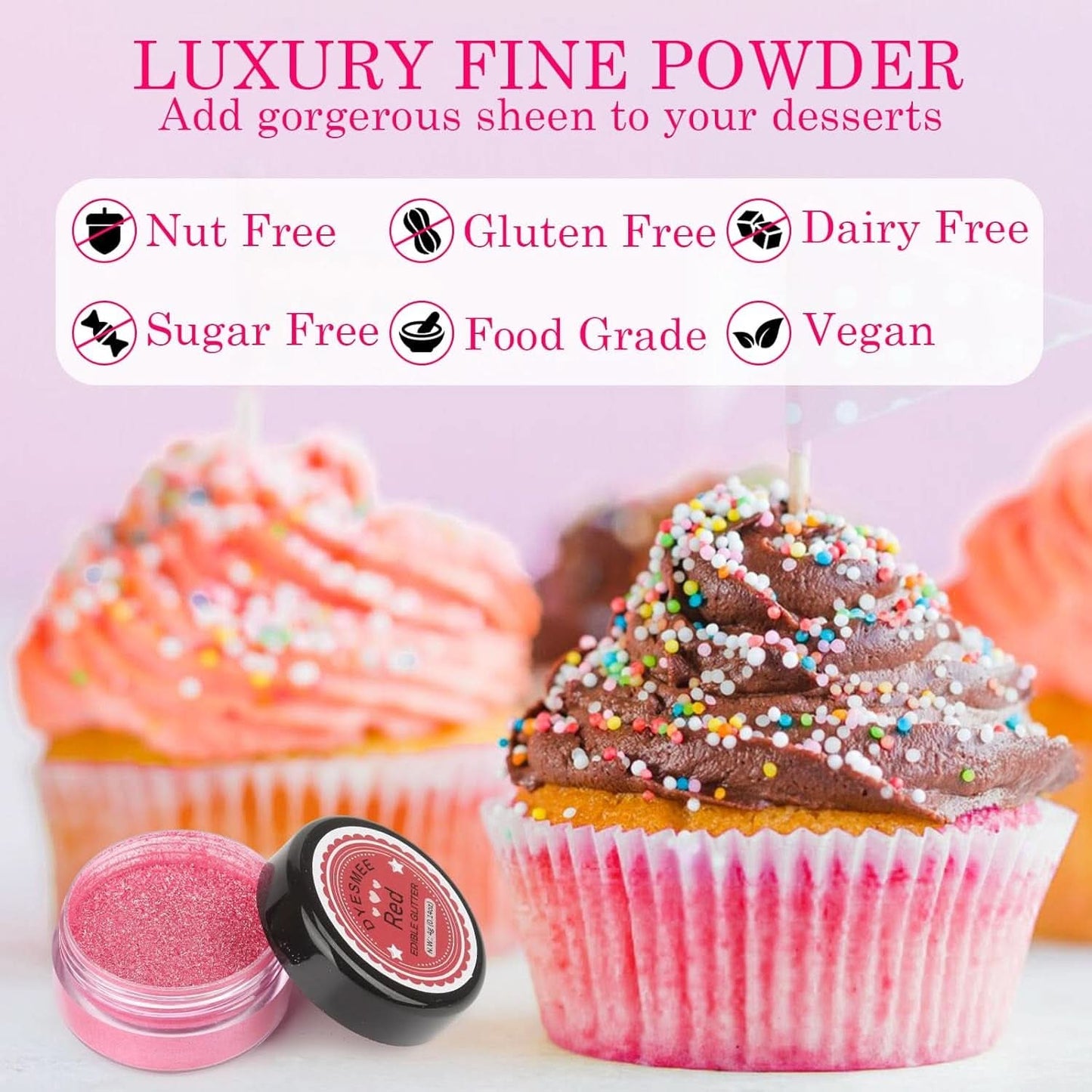 Ätbart glitter, Set med 4 eller 6 färgnyanser, 4 gram per produkt Glitter Naty Shop