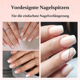 240 st Gradient Square Nails Set, Nude White Gradient Artificiella naglar för Oil Pen Lime, Medium Ombre Natural Fake Nails for Women DIY (Nude Square)