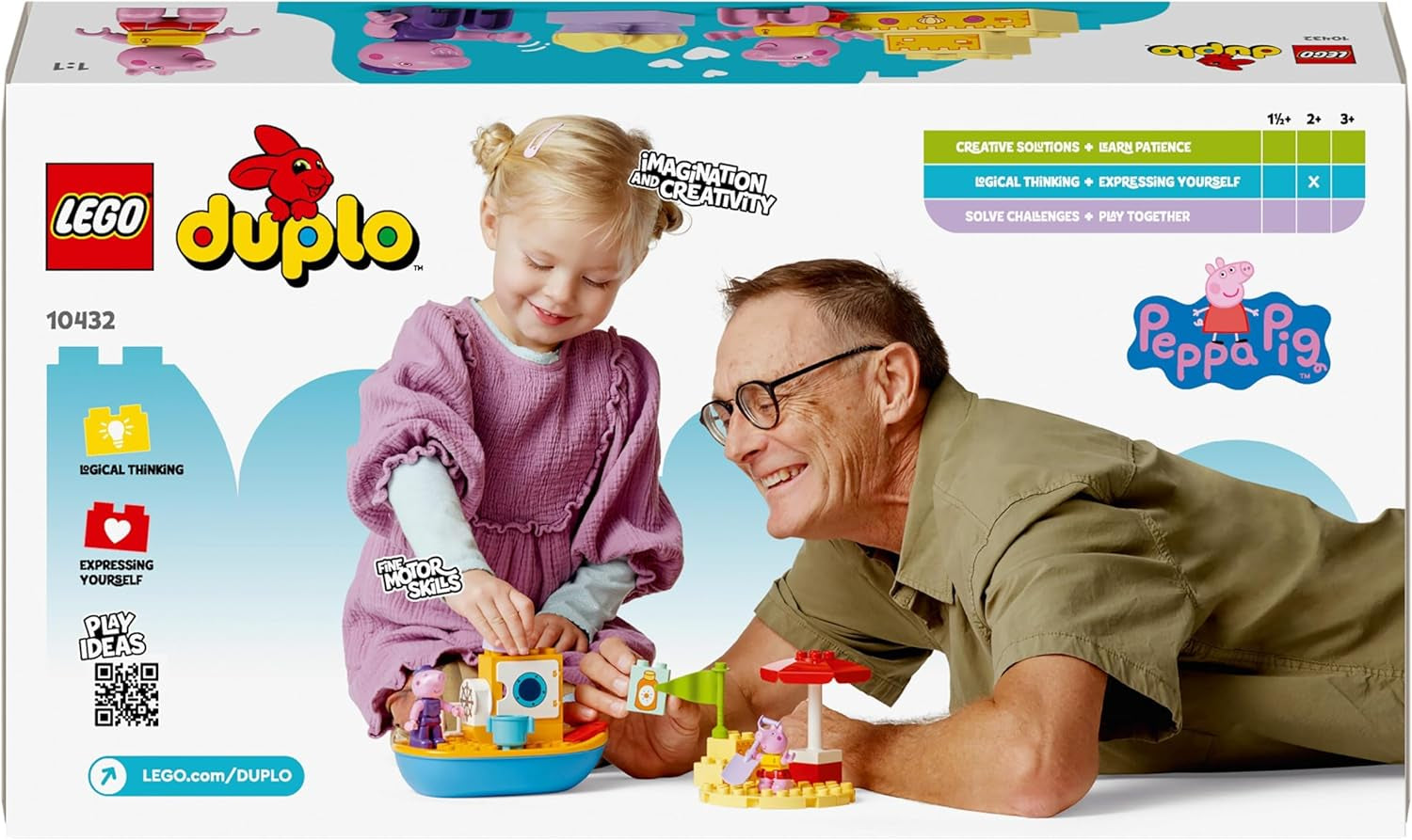 LEGO DUPLO Peppas båttur: Leksats för leksaksbåt att bygga och bygga om med 2 figurer, kreativ leksak, presentidé för 2-åringar, pojkar och flickor 10432 Byggset Besuche den LEGO-Store