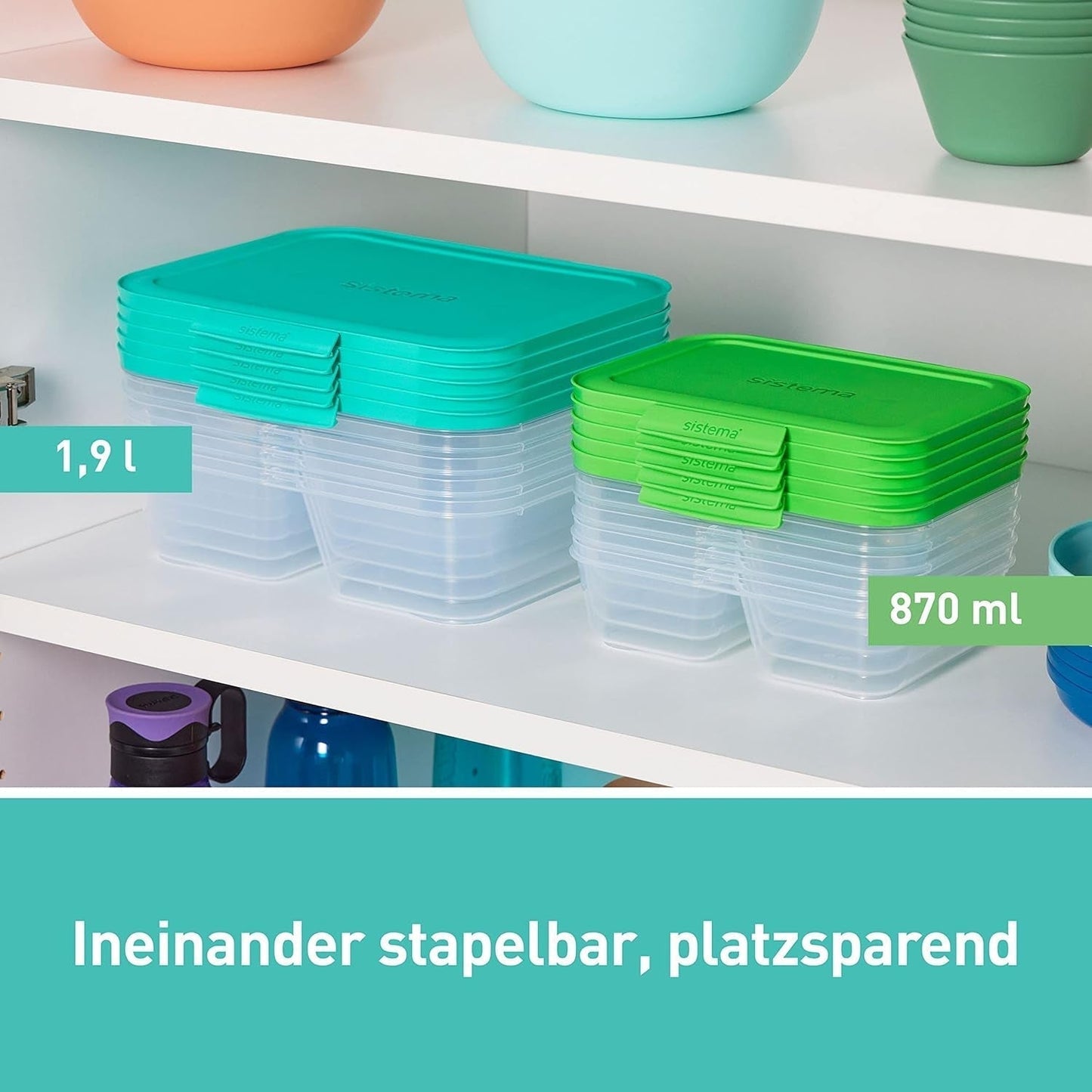 Nest IT-system matförvaringsbehållare Måltidsförberedelser | 1,9 liters lufttäta förvaringsbehållare med TRE fack och lock | BPA-fri | Grön | 5 st Naty Shop matförvaringslådor