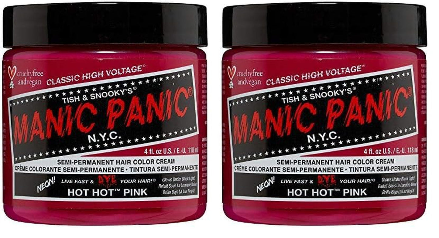 Manic Panic Hot Hot Pink Classic Cream Vegan Cruelty Free Semi Permanent Hårfärgning 118ml Naty Shop Hårfärg Hot Hot Pink 118 Ml (2 Pack)