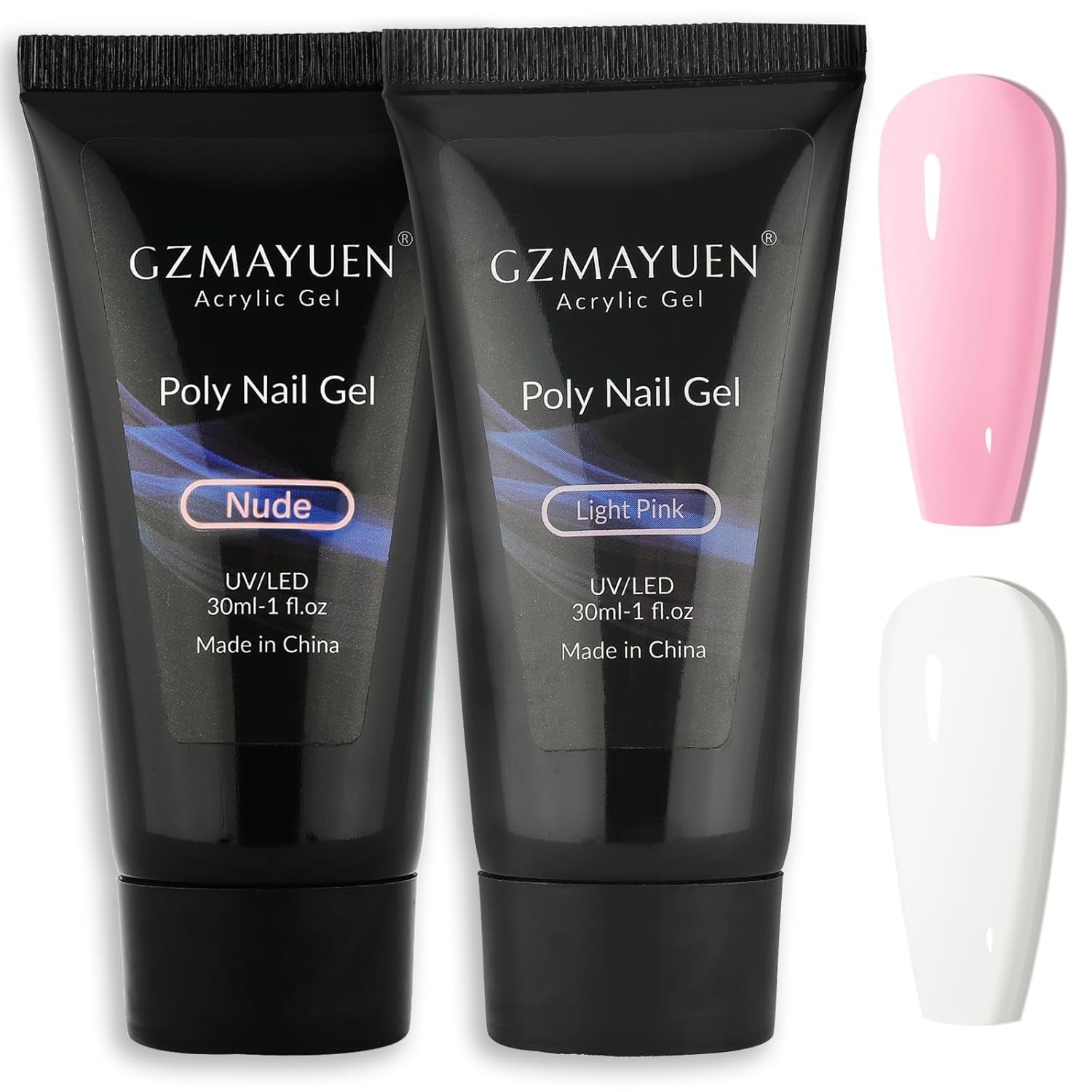 GZMAYUEN Poly Nail Gliding Solution 30ml * 2 Nail Extension Gel Flytande Poly Extension Gel - Enkel DIY Gliding Solution med borste