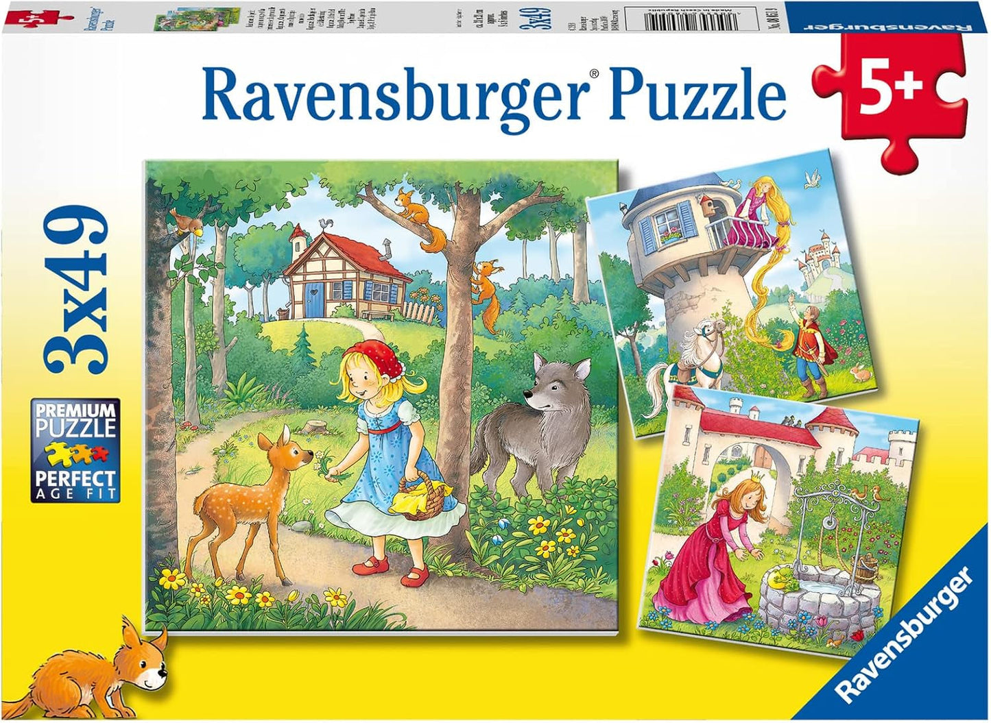 Ravensburger Pussel för barn - 08051 Rapunzel, Rödluvan och Grodkungen - 3X49 pusselbitar för barn 5+ 3X49 pusselbitar Naty Shop Standardtitel