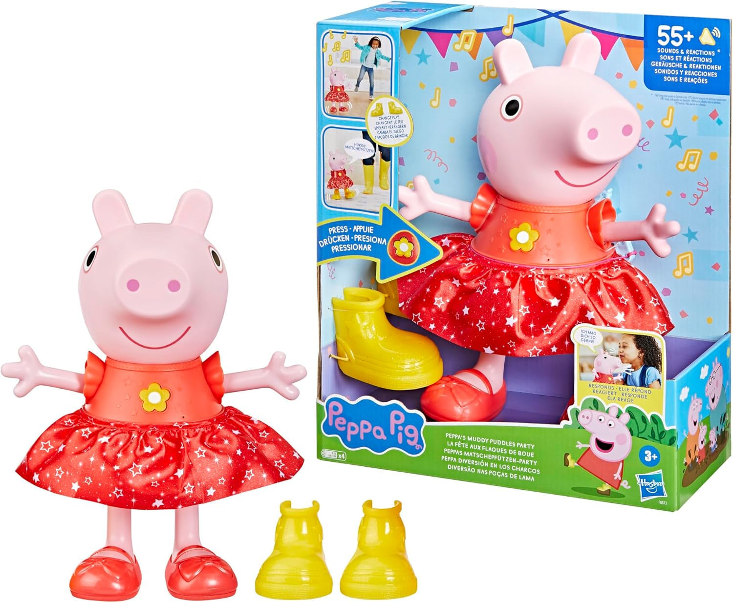 Peppa Pig Peppa'S Mud Puddle Party Doll - tysk version, rosa eller rosa Naty Shop Dolls