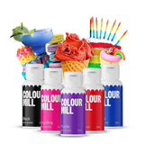 Color Mill Liquid Food Coloring Set - 5 x 20 ml oljebaserad (svart, varm rosa, lila, röd och blå) - UV-beständig - Perfekt för bakning och som topping för tårtor, muffins och tårtdekorationer