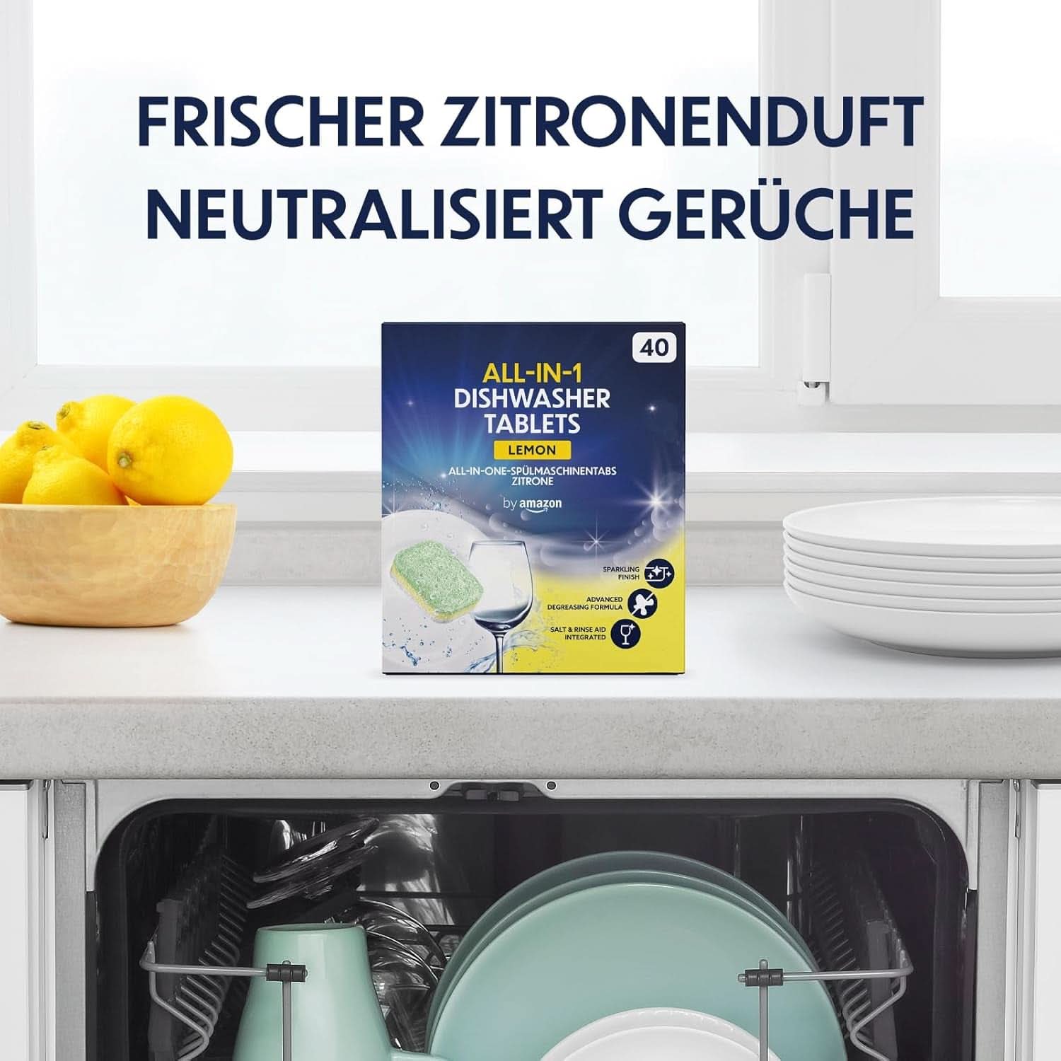 Allt-i-ett diskmaskinstabletter, citron, 40 tabletter Naty Shop Köksdiskmedel
